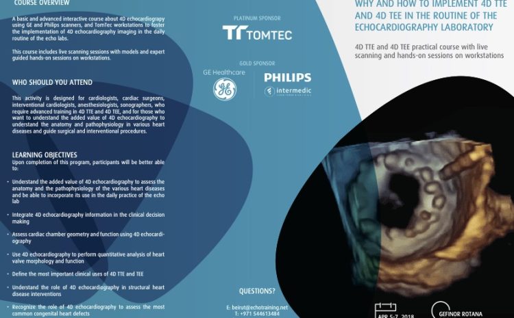 4D TTE and 4D TEE practical course with live scanning and hands-on sessions on workstations