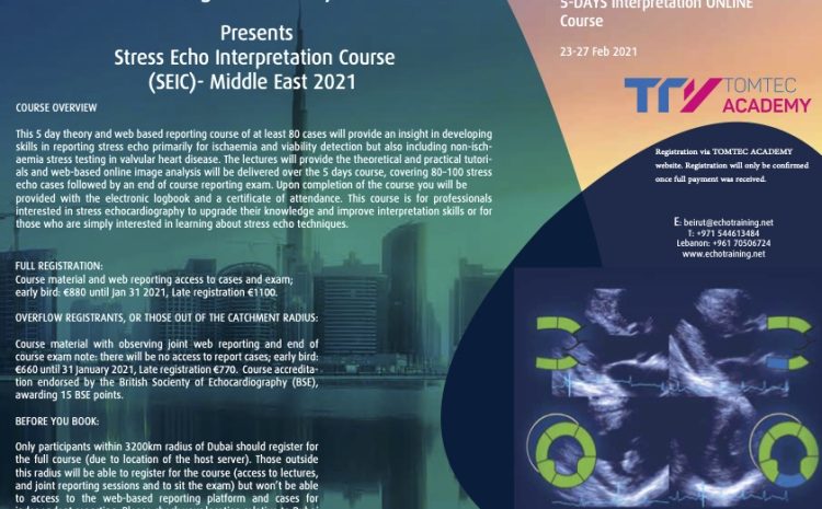 ONLINE 5-DAY WORKSHOP: DIGITAL STRESS ECHO INTERPRETATION COURSE (SEIC) MIDDLE EAST 2021